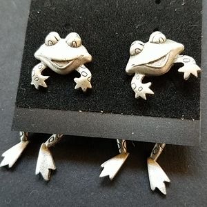Frog Pierced  Earrings signed JJ